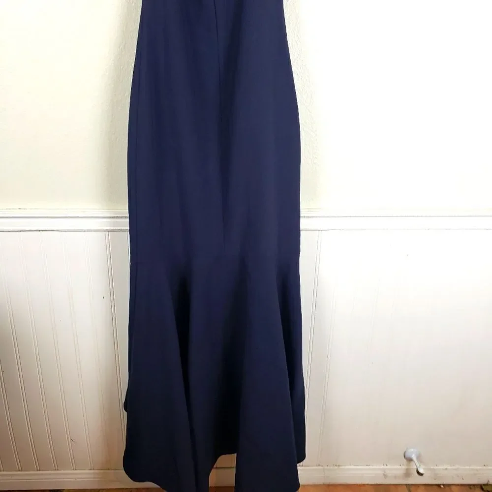 Women's NWT Likely Navy Blue Barnes Sleeveless Mermaid Ruffle Formal Dress SZ 0 - Picture 5 of 15